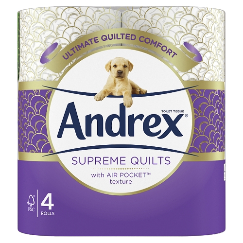 Andrex® Supreme Quilts Toilet Tissue,4 Quilted Toilet Rolls.
