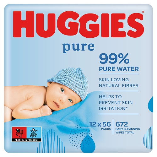 Huggies® Pure Baby Wipes -12 packs(12×56 wipes).