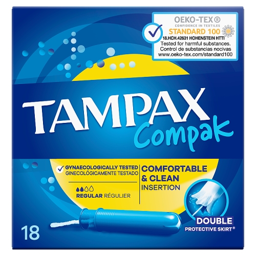 Tampax Compak Regular Tampons With Applicator X18.