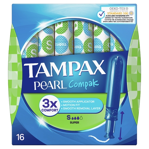 Tampax Pearl Compak Super Tampons With Applicator X16