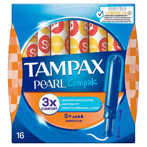 Tampax Pearl Compak Super Plus Tampons With Applicator X16.
