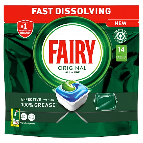 Fairy Original All In One Dishwasher Tablets, Regular,14 Tablets.