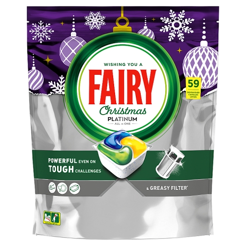 Fairy Platinum All In One Dishwasher Tablets, Lemon,59 Tablets.