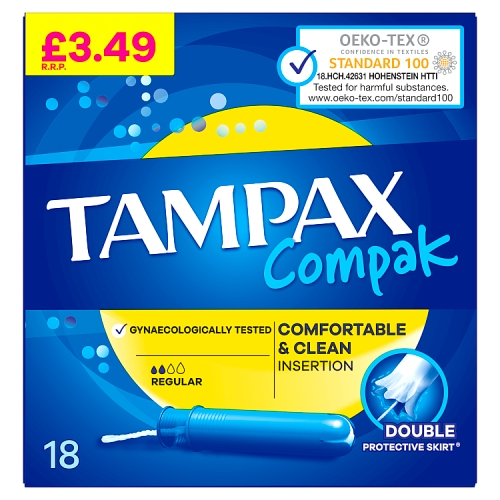 Tampax Compak Regular Tampons With Applicator X18 PM £3.49