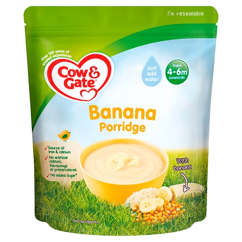 Cow & Gate Banana Porridge Baby Cereal 125g.
