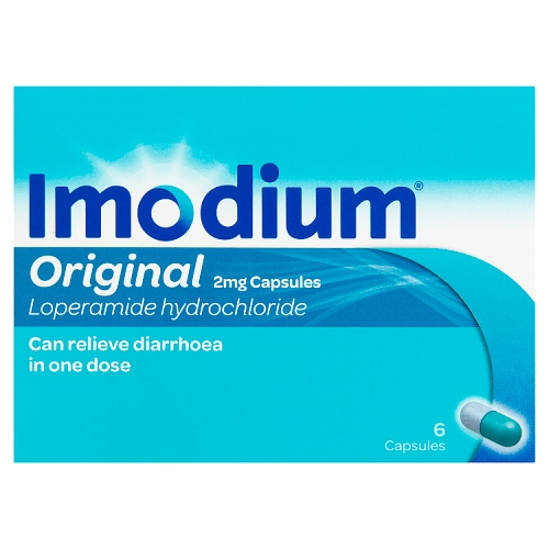 Imodium Original Loperamide Hydrochloride 2mg 6 Capsules.