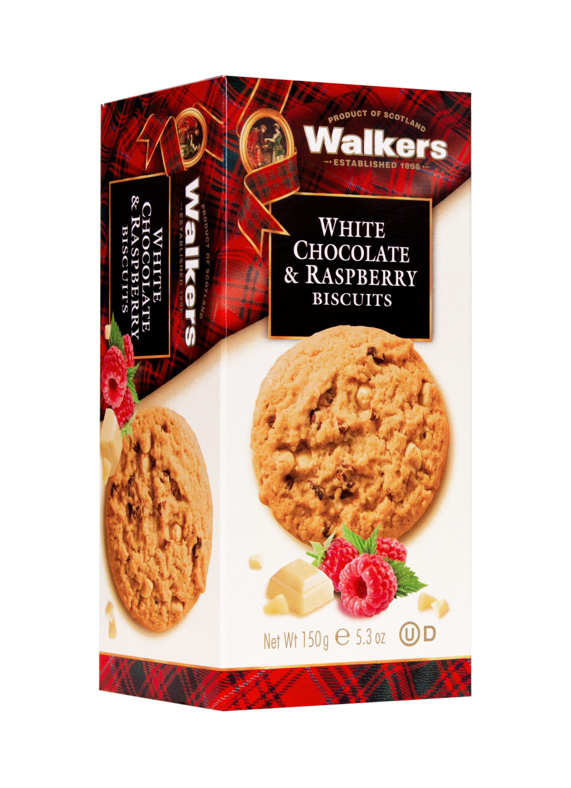 Carton Raspberry & White Choc Biscuits.