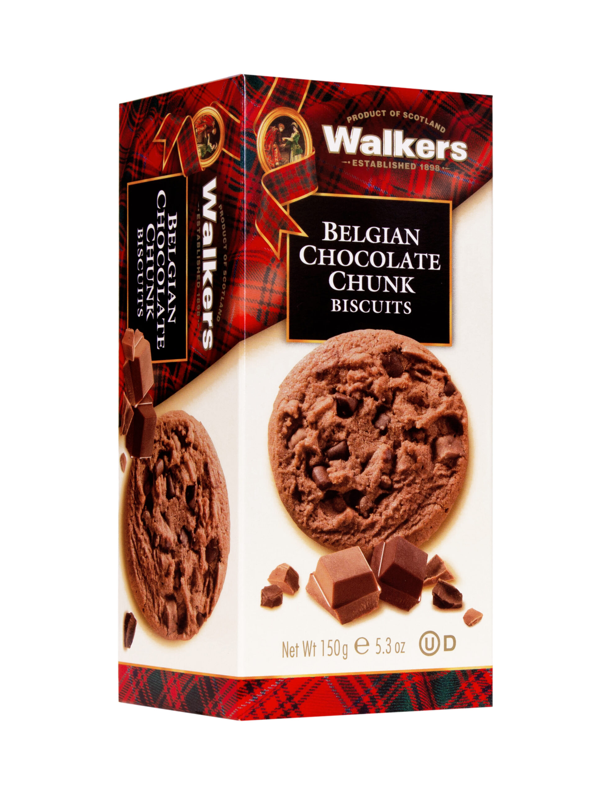 Carton Double Choc Chunk Biscuits.