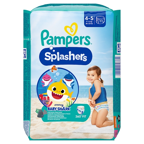 Pampers Splashers Baby Shark Size 4-5, 9kg-15kg, 11 Swim Nappy Pants.
