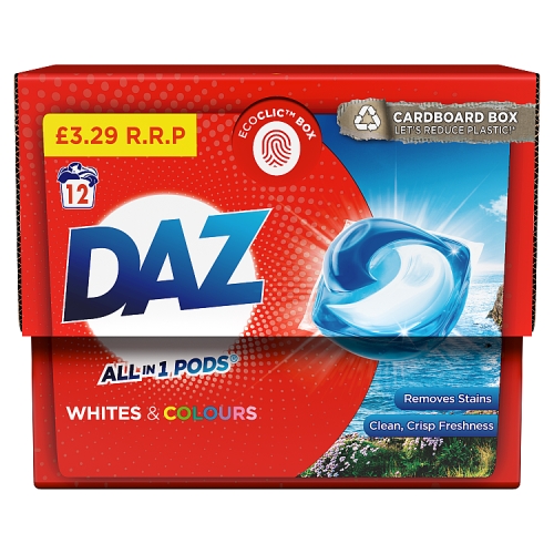 DAZ All-in-1 Pods Washing Liquid Capsules, 12 Washes PM £3.29