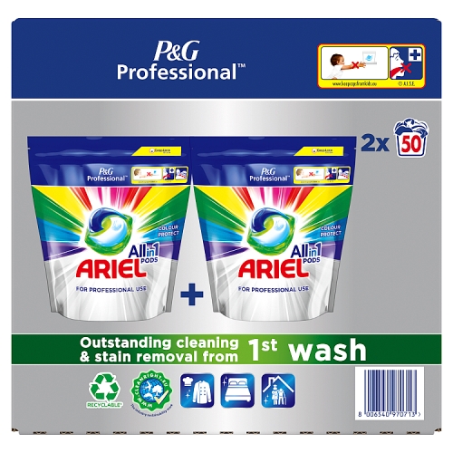 Ariel Professional Allin1 Pods Washing Capsules Colour, 100 washes.