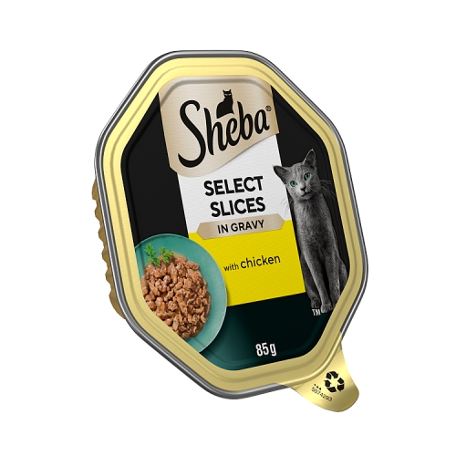 Sheba Select Slices Adult Cat Food Tray with Chicken in Gravy 85g.