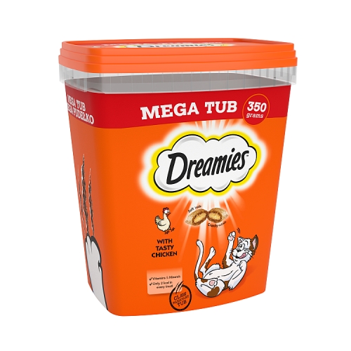 Dreamies Cat Treat Biscuits with Chicken Bulk Mega Tub 350g.