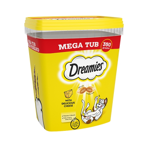 Dreamies Cat Treat Biscuits with Cheese Bulk Mega Tub 350g.