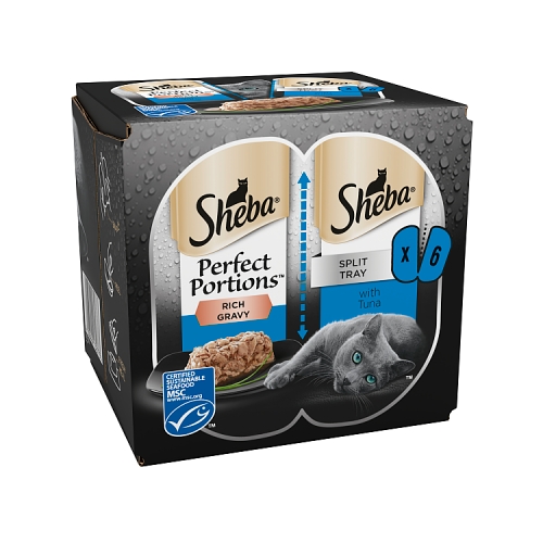 Sheba Perfect Portions Adult Wet Cat Food Trays Tuna in Gravy 6×37.5g.
