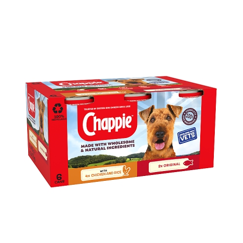 Chappie Adult Wet Dog Food Tins Favourites in Loaf 6x412g.