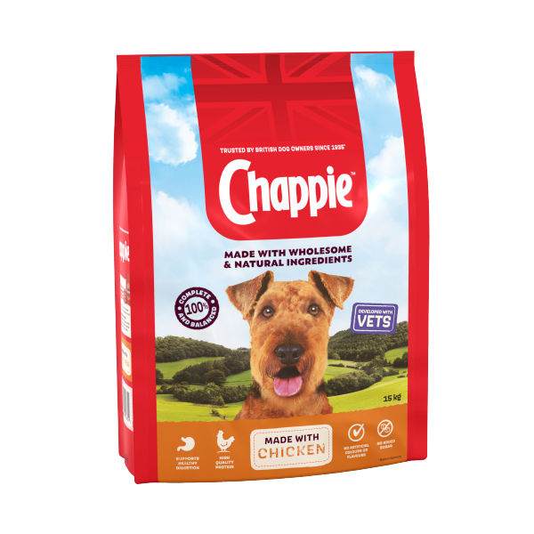 Chappie Complete Adult Dry Dog Food Chicken & Wholegrain Cereal 15kg.
