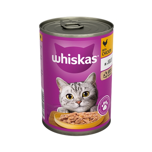Whiskas Adult Wet Cat Food Chicken in Jelly Tin 400g.