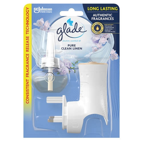 Glade Scented Oil Plug In Air Freshener Holder+Refill Clean Linen 20ml.