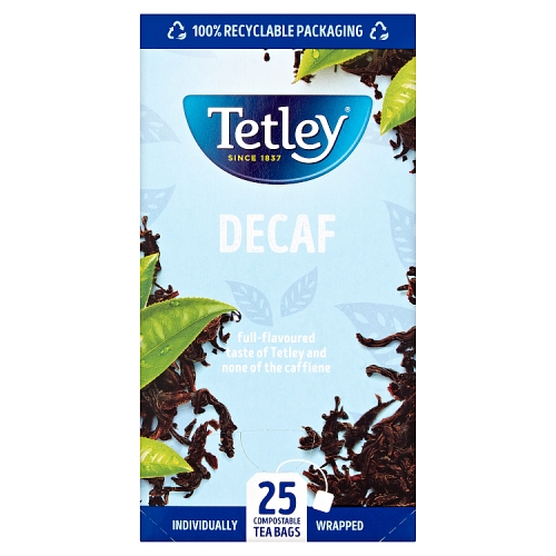 Tetley Decaf 25 Compostable Tea Bags 50g.