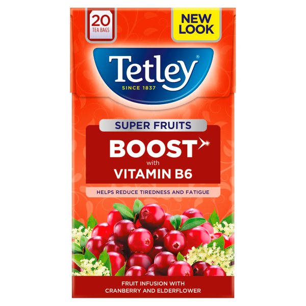Tetley Super Fruits Boost Cranberry & Elderflower Tea Bags x20.