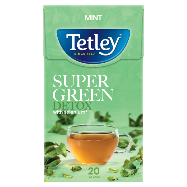 Tetley Super Green Detox 20 Mint Tea Bags 40g.
