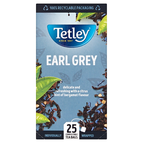Tetley Earl Grey 25 Compostable Tea Bags 50g.