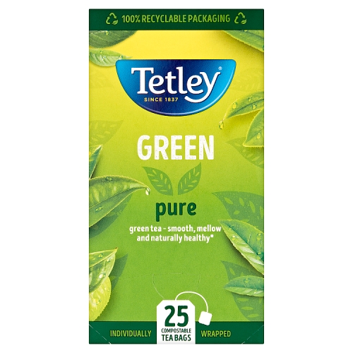 Tetley Green Pure 25 Compostable Tea Bags 50g.