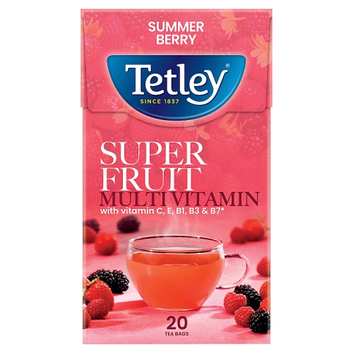 Tetley Super Fruit Multivitamin Summer Berries 20 Tea Bags 40g.