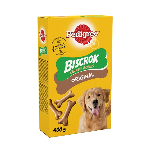 Pedigree Biscrok Gravy Bones Adult Dog Treats Original Biscuits 400g.