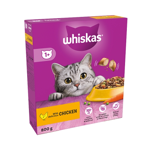 Whiskas 1+Chicken Adult Dry Cat Food 800g.