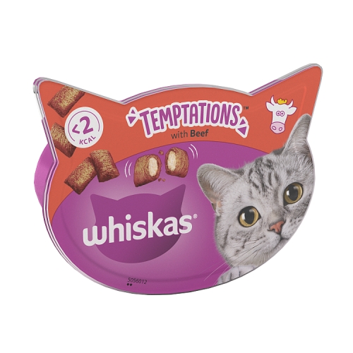 Whiskas Temptations Adult Cat Treats with Beef 60g.