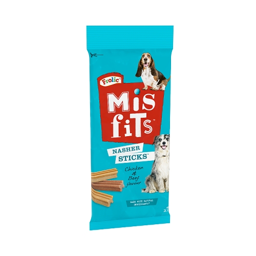 Misfits Nasher Sticks Adult Medium Dog Treats with Chicken and Beef 175g.
