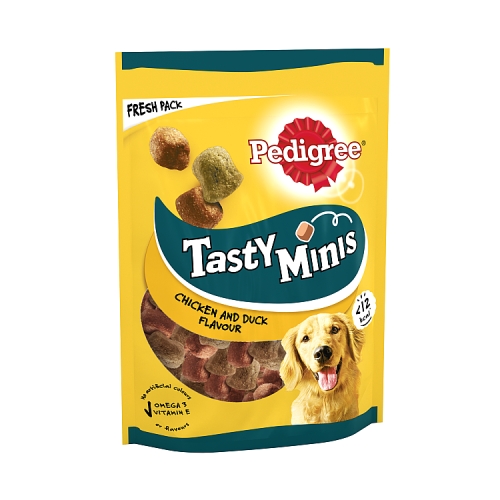 Pedigree Tasty Minis Adult Dog Treats Chicken & Duck Chewy Cubes 130g.