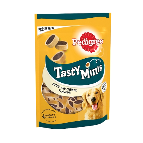 Pedigree Tasty Minis Adult Dog Treats Cheese & Beef Nibbles 140g.