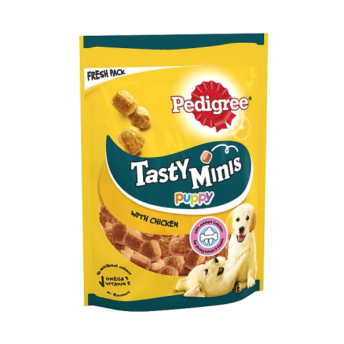 Pedigree Tasty Minis Puppy Dog Treats Chicken Chewy Cubes 125g.